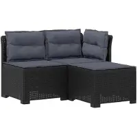 vidaXL 3-Zits Tu bank met Kussens Rattan Look 3-zits PP Antraciet