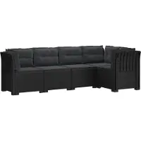 vidaXL 5-Zits Tuinbank met Kussens Rattanlook PP Antraciet