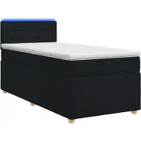 vidaXL Boxspringbed met matras, zwart, 90 x 190 cm, gestoffeerd