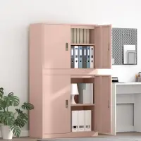 vidaXL Opbergkast 2 st Roze 90 x 40 x 160 cm Staal Vergrendelbaar