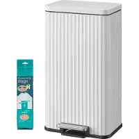Songmics Pedaalemmer - Met Softclose-deksel en Uitneembare Binnenemmer - Wit - 33,6 x 29,8 x 59,5 cm
