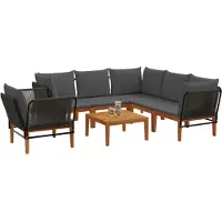 vidaXL 7 st Massief acaciahout & touw Naturel