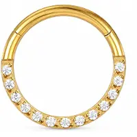 Cilla Jewels Goudkleurige Damesneusring met Clickersluiting en Witte Zirkonia