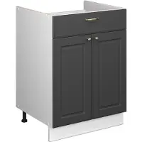 Vicco Onderkast voor spoelbak/kookplaat Fame-Line, Anthrazit-Gold Landhaus/Wit, 60 cm met lade, zonder werkblad