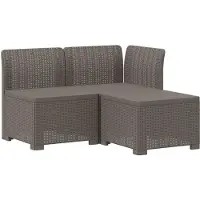 vidaXL 3-Zits Tu bank met Kussens Rattan Look 3-zits PP Lichtgrijs