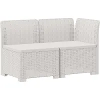 vidaXL Twee-zits Tuin Sofa Rieten Look 2-zits PP Wit