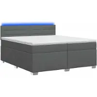 vidaXL Boxspringbed met matras en LED-verlichting, donkergrijs, 200 x 200 cm