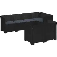 vidaXL 7-Zits Tuinbank met Kussens Rattan Look PP Antraciet