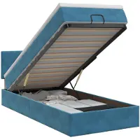 vidaXL Ottoman bed met matras Donkerblauw 90 x 200 cm Fluweel