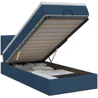 vidaXL Ottoman bed met matras met hoofdeinde Blauw 90 x 190 cm Stof