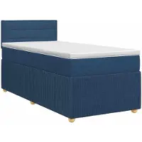 vidaXL Boxspringbed met matras en hoofdbord, blauw, 90 x 190 cm, stof