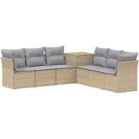 vidaXL Bankstel 7 st Beige en Lichtgrijs 234 x 234 x 85 cm