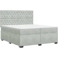 vidaXL Boxspringbed met matras Lichtgrijs 200 x 200 cm Fluweel