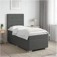 vidaXL Boxspringbed met matras Donkergrijs 100 x 200 cm Stof