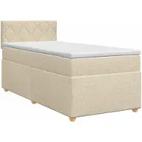 vidaXL Boxspringbed met matras Crèmekleurig 90 x 190 cm Stof