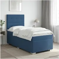 vidaXL Boxspringbed met matras met hoofdeinde Blauw 90 x 190 cm Stof