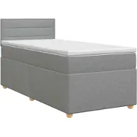 vidaXL Boxspringbed met matras, lichtgrijs, 90 x 200 cm, gestoffeerd
