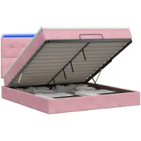 vidaXL Ottomanbed met matras en LED-verlichting, roze, 180 x 200 cm, fluweel