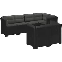 vidaXL 7-Zits Tuinbank met Kussens Rattan Look PP Antraciet