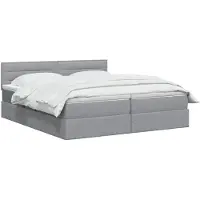 vidaXL LED-bed met opbergruimte en matras, lichtgrijs, 200 x 200 cm, gestoffeerd