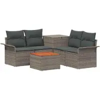 vidaXL Bankstel 6 st 4-zits Grijs en Donkergrijs Poly Rattan en Staal
