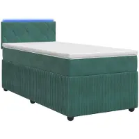 vidaXL Boxspringbed met matras, donkergroen, 90 x 190 cm, fluweel