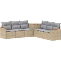 vidaXL Bankstel 7 st Beige en Lichtgrijs 123 x 62 x 69 cm