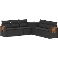 vidaXL Bankstel 7 st Zwart Poly Rattan en Staal