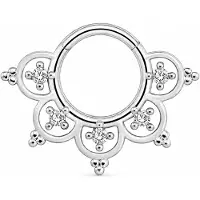 Cilla Jewels Zilverkleurige Septum Clicker met Witte Zirkonia en Bloemmotief