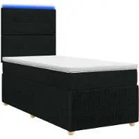 vidaXL LED boxspringbed met matras, zwart, 90 x 200 cm, gestoffeerd