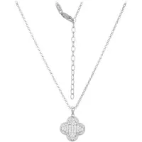 Cavill - Elegante verstelbare zilveren ketting 925 Sterling - Nigeriaanse bloemhanger met 0,685 ct pavé zirkonia vrouwen