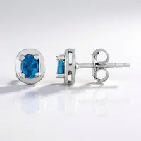 Cavill - Zilveren Oorbellen met Neon Blauwe Apatiet 0,35 ct - 925 Sterling Zilver Platina Coating - Ovale Apatiet Oorstekers - Elegante Dames Sieraden