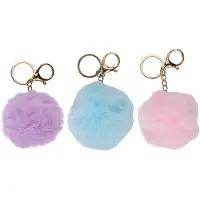 Eddy Toys Pompon Sleutelhanger Pastelkleurig - Fluffy Sleutelhanger voor Kinderen en Volwassenen - Pompom Sleutelhanger