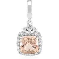 Cavill - Hanger Geplatineerd 925 Sterling Zilver - 2,82ct Braziliaanse Morganiet Antiek Kussenslijpsel - 0,47ct Cambodjaanse Zirkonen - Elegant