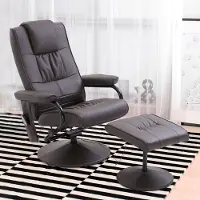 HAUSS SPOLE Massagesstoel Met Hocker - Draaibare Relaxfauteuil Met Elektrische Ligfunctie En Afstandsbediening - Voor Woonkamer - Kunstleer Bruin