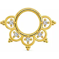 Cilla Jewels Goudkleurige Septum Clicker met Witte Zirkonia en Bloemmotief