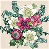 Ambiente Lunch Servetten Azalea and helleborus cream - - 33x33 cm