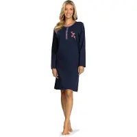 Comtessa Nachthemd 'Beauty in Nature' - Dames Nachtmode - Lange Mouw - Donker Blauw - Maat 38