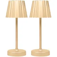 Home Deco Factory Portable tafellamp LED - 2x - goud - touch - 26 cm - batterij - binnen / buiten