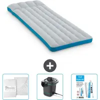 Intex Campingmat - Twijfelaar - 72 x 189 x 20 cm - Blauw - Inclusief Hoeslaken - Pomp en Reparatieset