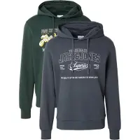 Jack & Jones Sweatshirt 'JJELOGO' geel / donkergrijs / donkergroen / wit