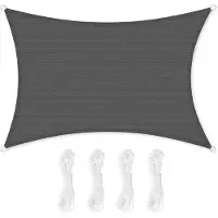 Songmics Zonnezeil 2 x 3 m, zonwering van scheurvast HDPE-kunststof, weerbestendige UV-bescherming, luchtdoorlatend, tuin, balkon, terras, camping, rechthoekig, 2 m touwen, rookgrijs GSS23GY