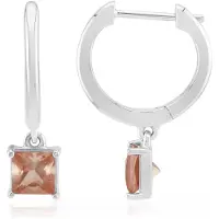 Cavill - 925 Sterling Zilver Oorbellen met Rhodium - 2x Oregon Zonnesteen 1,054 Ct - Moderne Elegante Vierkant Dames Oorbellen