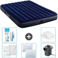 Intex Luchtbed - 2-Persoons - 152 x 203 x 25 cm cm - Blauw - Inclusief Hoeslaken - Kussen - Pomp - Reparatieset en Kussenbeschermer
