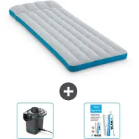 Intex Campingmatras – Frans bedmodel – 72 x 189 x 20 cm – Blauw – Inclusief: pomp en reparatieset