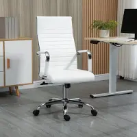HAUSS SPOLE Bureaustoel - Ergonomisch Design - Met Wipfunctie En Draaibare Wielen - Voor Kantoor En Thuiswerkplek - Kunstleer Wit