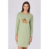 Woody Dames Slaapkleedje Blauw-Groene Streep L