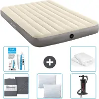 Intex Luchtbed - 2-Persoons - 152 x 203 x 25 cm - Beige - Inclusief Hoeslaken - Kussen - Pomp - Reparatieset en Kussenbeschermer