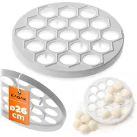 Kadax deegvormer ⌀ 26 cm van kunststof, dumplingmaker met 19 holtes, raviolivormer, ronde vorm voor deegzakjes, pelmeni, pierogi en dumplings