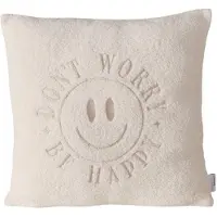 Boltze - Kussen - Sierkussen - Smile - 45x45cm - Zacht Teddy Kussen - Smiley - Don’t Worry Be Happy